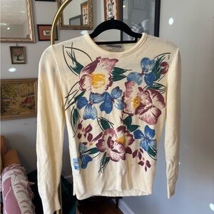 Amapoa Cream Floral Crewneck Sweater
